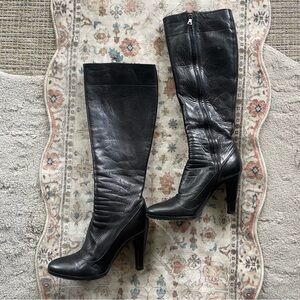 Prada Black Leather Heeled Boots